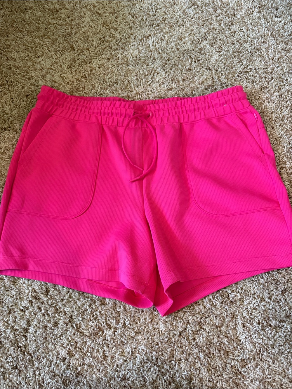 Mondetta size XL Women's Hot Pink Drawstring Ribbed Lounge Shorts EUC